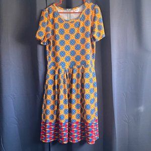 LulaRoe Dipped Amelia Yellow Geometric Plus Size